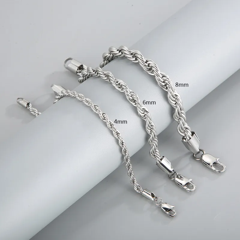 Multi Specification Stainless Steel Jewelry Fried Dough Twists Chain Bracelet