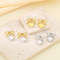 Fashion Earrings 18K Gold-Plated Stainless Steel Ribbon Bow Heart Sweet Temperament Studs Earrings
