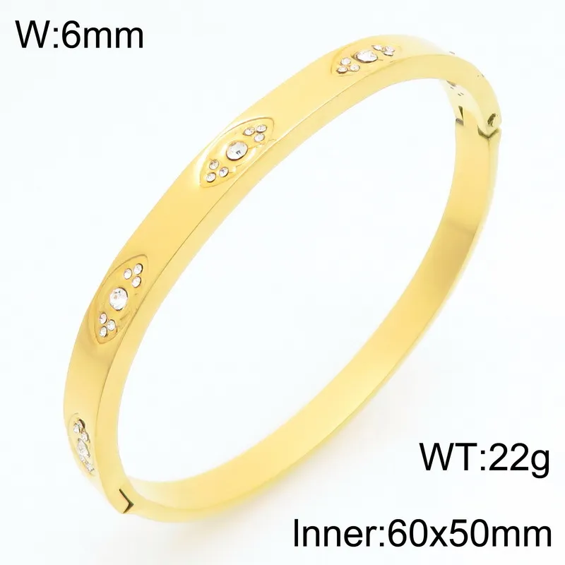 Vintage-Style Diamond-Encrusted Vintage-Style Diamond-Encrusted Stainless Steel Gold Bangles for Women