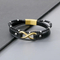 Trendy Men's Stainless Steel 8-Shaped Multi-Layer Woven Leather Bead Magnetic Buckle Bracelet