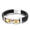 Trendy Men's Jewelry Stainless Steel Geometric Chain Splicing Woven Cowhide Leather Bracelet