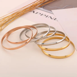 Stylish 18K Gold Plated Multi-Layered Stainless Steel Bangles