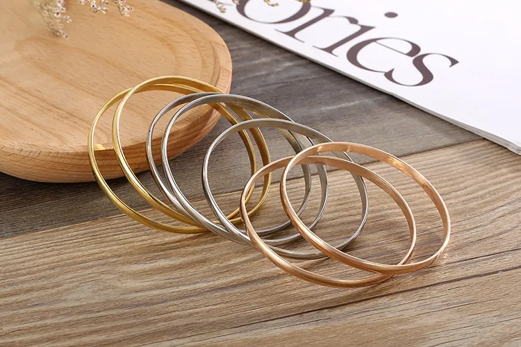 Stylish 18K Gold Plated Multi-Layered Stainless Steel Bangles