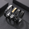 Stainless Steel Geometric Curved Plate Engraved Men's Woven Double-Layer Leather Bracelet Jewelry Wholesale
