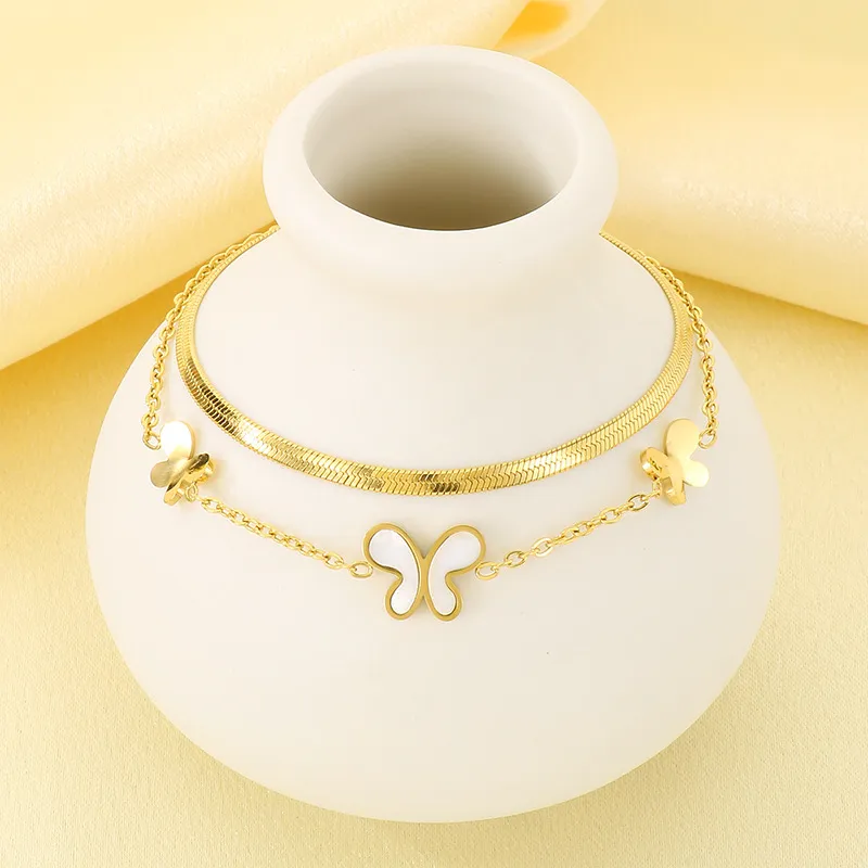 Stainless Steel Butterfly Pendant Anklet Chain Women's Fashion Jewelry