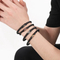 Men's Trendy Stainless Steel Magnetic Buckle Creative Diamond Inlaid 8-Shaped Retro Woven Leather Rope Bracelet
