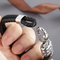 Fashionable Stainless Steel Winding Snake Animal Connection Hand Rope Woven Leather Men's Bracelet