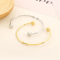 Stainless Steel Open Bangle with Fashionable and Trendy Ins Style Electroplating 18K Gold