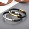 Trendy Stainless Steel Cross Woven Single Circle Cowhide Rope Leather Bracelet Wholesale Accessories
