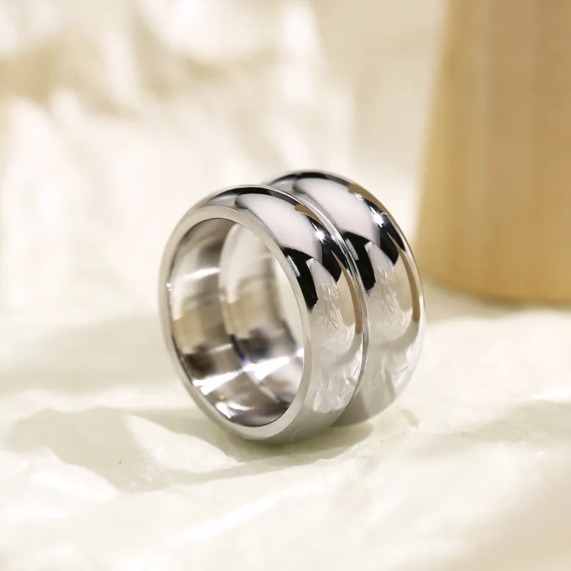 Vintage Ins Double Circle Polished Ring Stainless Steel Ring Women Jewelry Wholesale