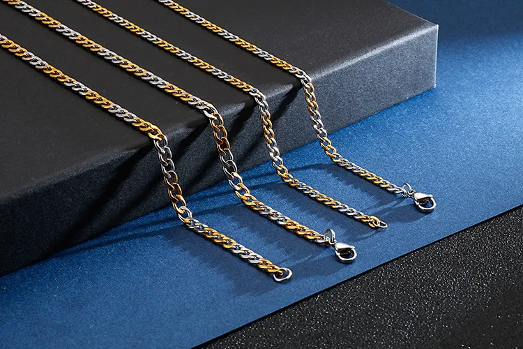 Factory Direct Sales of Minimalist Beveled Chain Hip-Hop Necklaces Stainless Steel Nk Chain Wholesale
