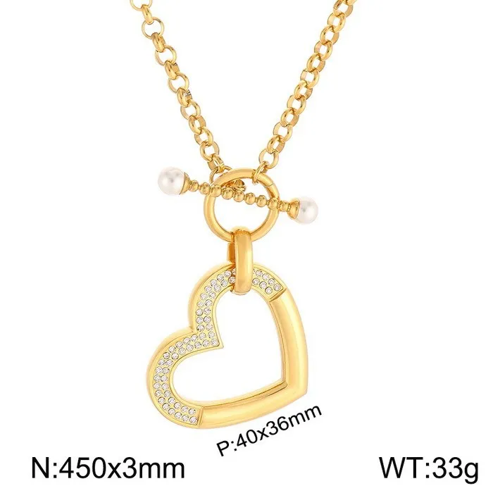 Fashion Jewelry Set Personalized Hollow Heart Pendant Stainless Steel Necklace Women Wholesale