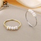 Natural Pearl Ring Gold Plated Stainless Steel Jewelry Freshwater Pearl Stacking Ring