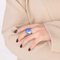 Fashion Colorful Crystal Finger Ring Durable Stainless Steel Vacuum Plated Glass Rings