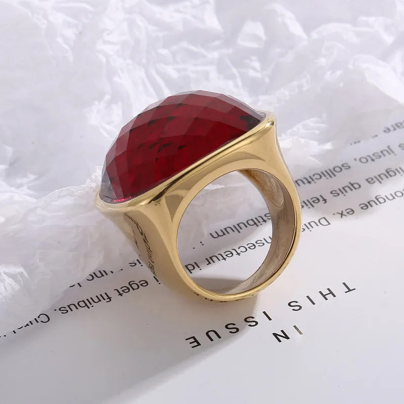 Fashion Jewelry Crystal Glass Stainless Steel Rings Multi-Color Vintage Finger Rings Wholesale
