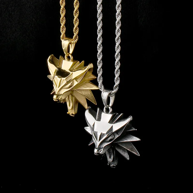 Three-Dimensional Wild Hunt Wolf Head Stainless Steel Casting Pendant for Man