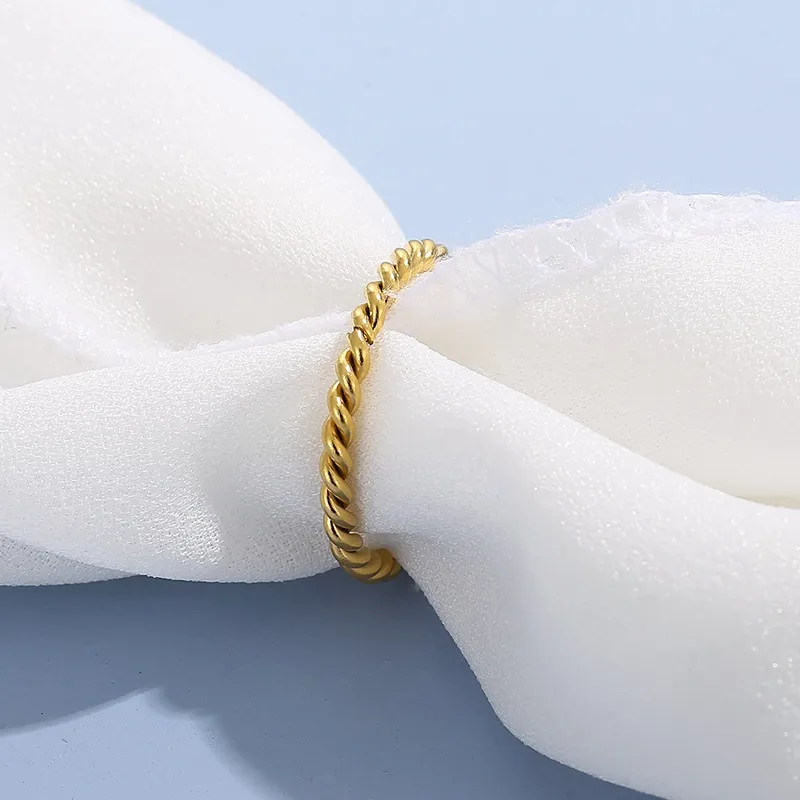 Fashion Simple Style Men and Women Universal Stainless Steel Fried Dough Twists Plain Ring Jewelry
