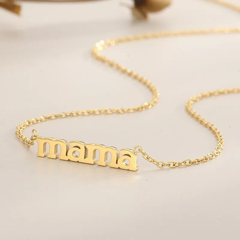 Mama Letter Pendant Necklace, Mother's Day Stainless Steel Jewelry