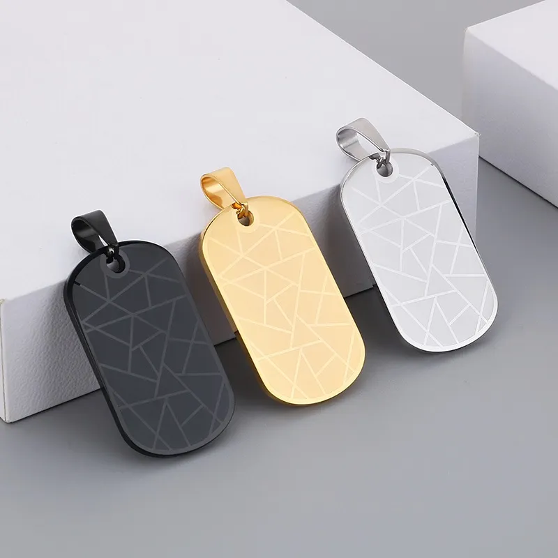 Multiple Optional Stainless Steel Cross Square Men's Wear Simple Crack Military Pendant