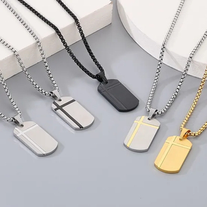 Multiple Optional Stainless Steel Cross Square Men's Wear Simple Crack Military Pendant