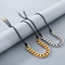 Vintage Western Cowboy Style Black Wax Rope Splicing Cuban Chain Long Adjustable Stainless Steel Men's Pendant Necklace