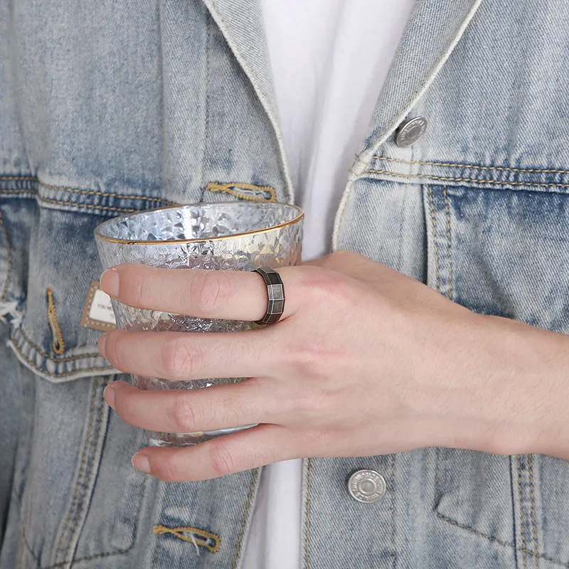 Dark Fashion Round Edged Ring Retro Stainless Steel Men's Jewelry Ring