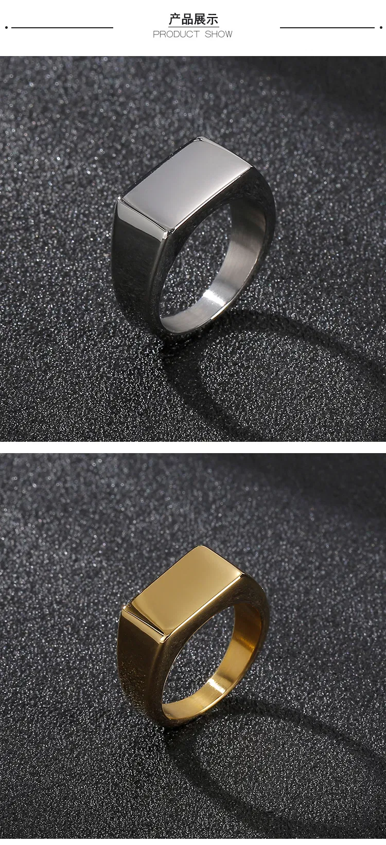 Stainless Steel Jewelry Men's Fashionable Glossy Engraved Ring