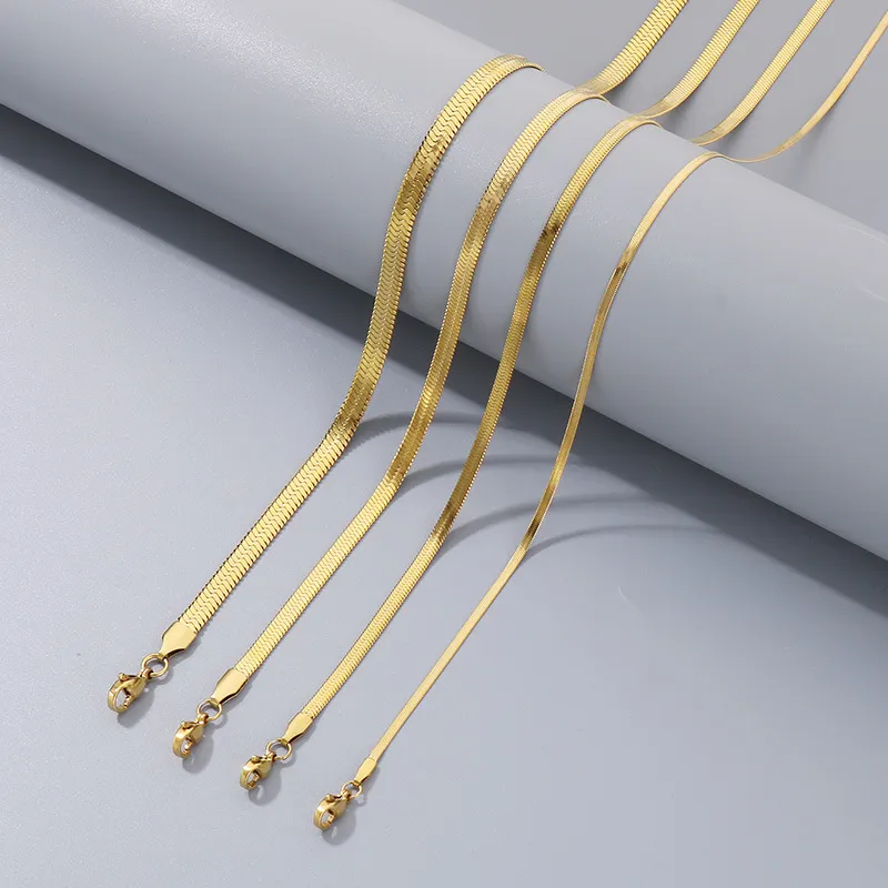 Women's Stainless Steel Blade Chain Necklace Extender 2/3/4/5mm Interior Chain Jewelry Wholesale
