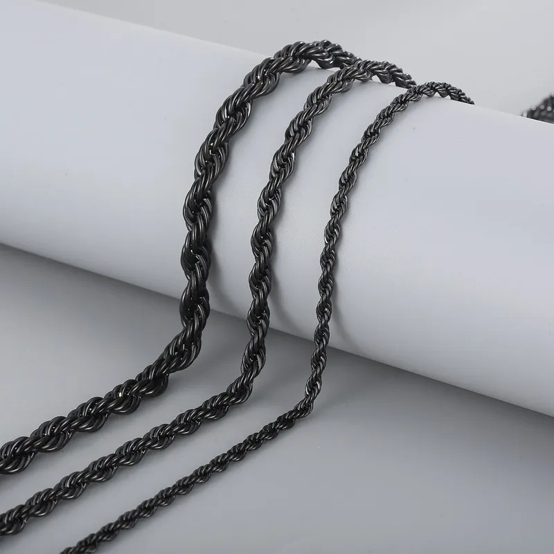 Simple and Domineering Hip-Hop Rock Style Fried Dough Twists Chain, Clavicle Trendy Stainless Steel Necklace for Men and Women Couple