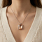 Personalized Square Multi-Color Glass Pendant Necklace Snake Bone Chain 18K Gold-Plated Stainless Steel Necklace Wholesale