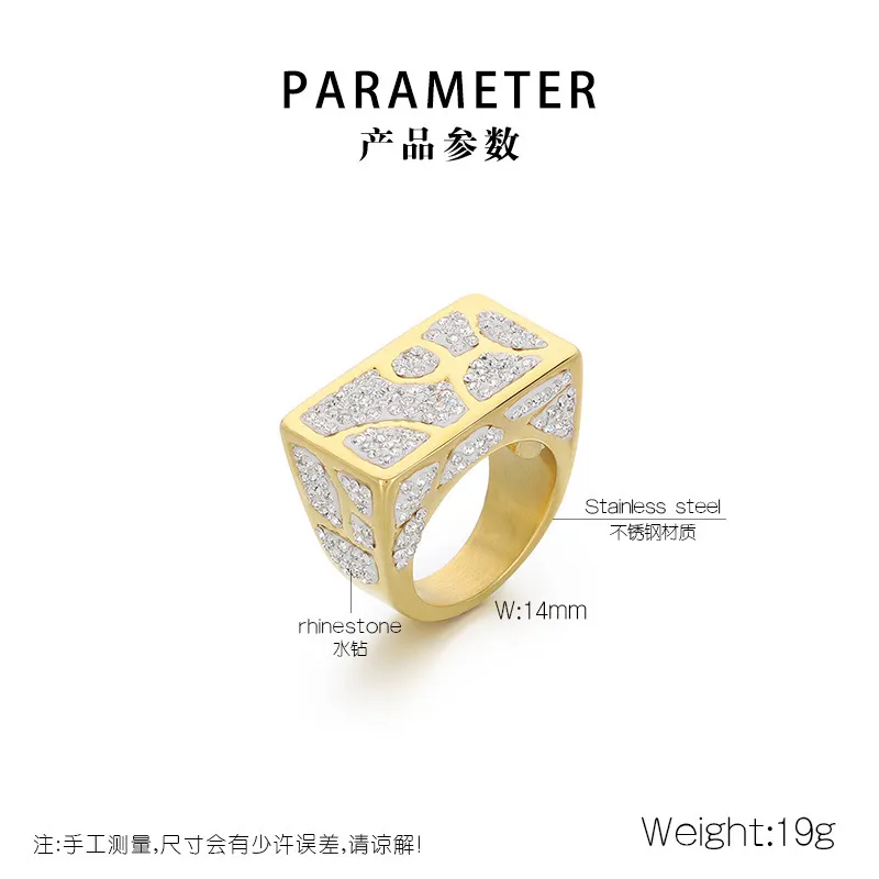 Wholesale Fashion Stainless Steel Creative Geometric Diamond Inlaid Multi Style Rings