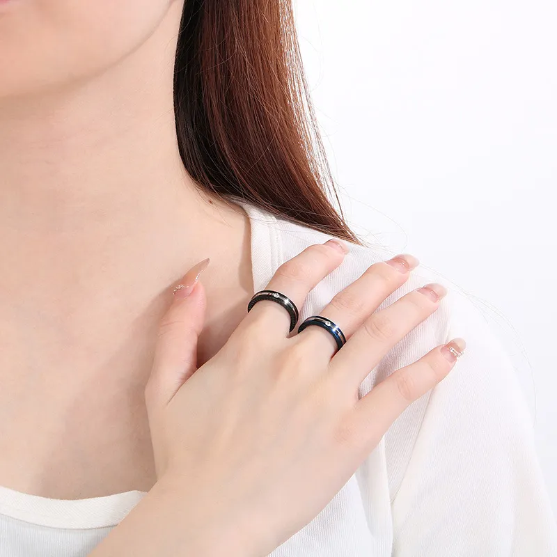Wholesale Fashion Stainless Steel Creative Geometric Diamond Inlaid Multi Style Rings