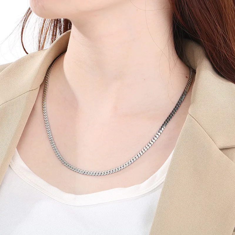 Fashion Link Chain Necklace Stainless Steel Flat Nk Chain DIY Jewelry Accessories