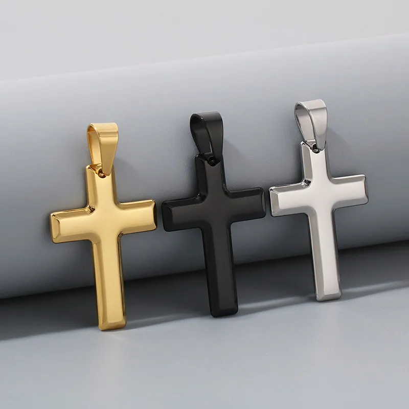 European and American Stainless Steel Cross Men's Pendant Necklace Geometric Couple Versatile Necklace Accessories