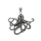 Popular Marine Creature Octopus Pendant with Punk Style, Aged, Blackened, Hollowed out Fishbone Stainless Steel Men's Pendant