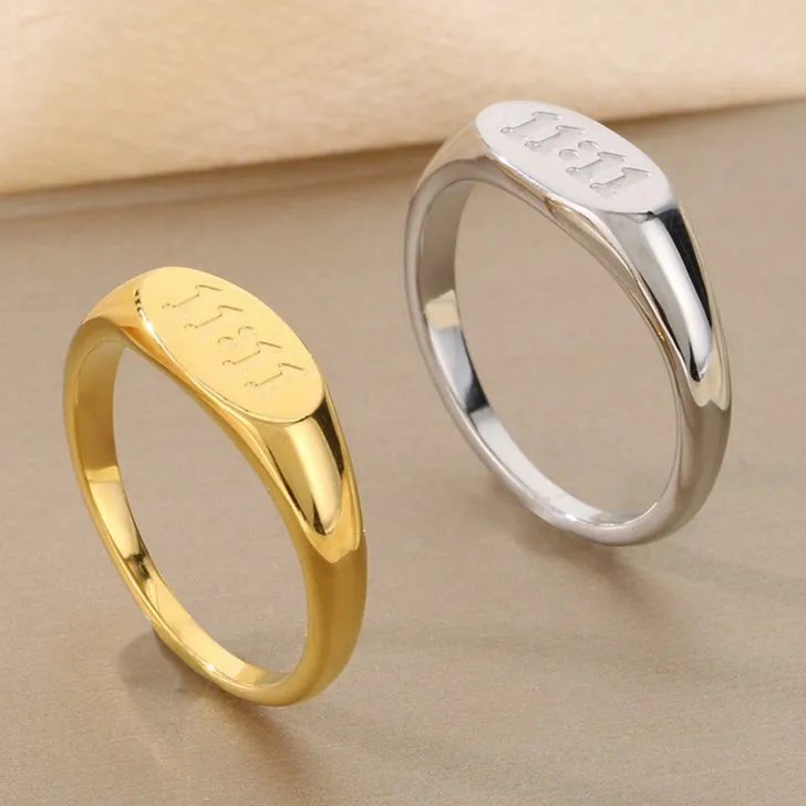 Stylish Niche Oval Ring in Stainless Steel with Number 11