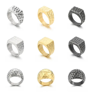 Creative Fashion Polished Niche Retro Tapped Surface Stainless Steel Men's Ring