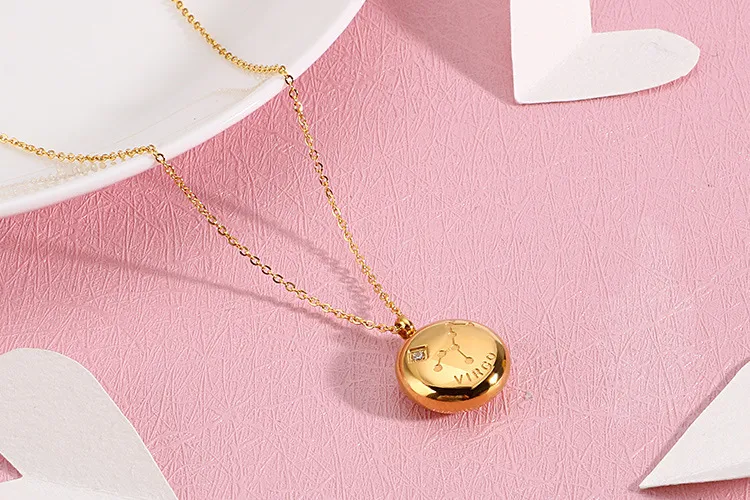 New Arrival 12 Constellation Gold Stainless Steel Guardian Necklace Gift Girlfriend Wholesale
