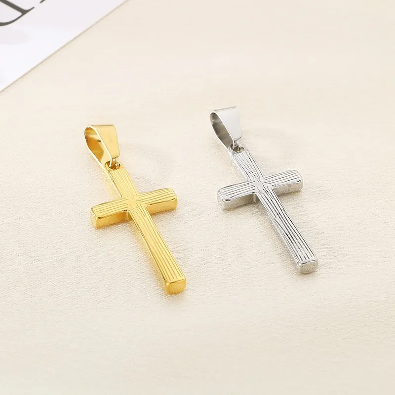 Trendy Minimalist Multi-Size Polished Cross Pendant Hiphop Punk Stainless Steel Jewelry Wholesale
