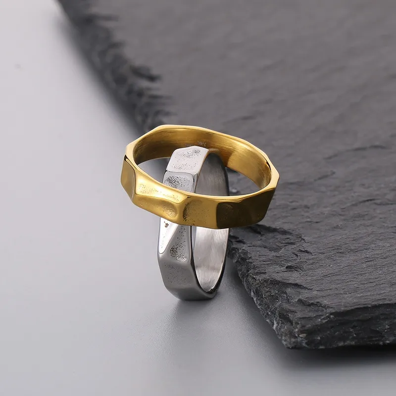 Design Sense Ring Ins Cool Style Personalized Irregular Texture Stainless Steel Niche Ring Jewelry