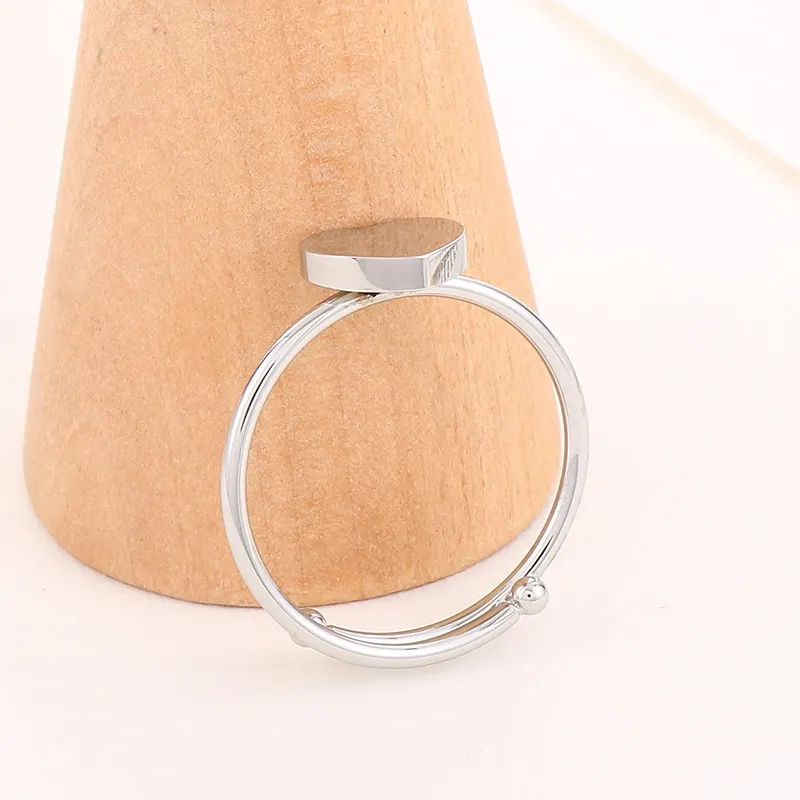 Minimalist Ins Style Stainless Steel Heart-Shaped Adjustable Size Ring for Girls' Accessories