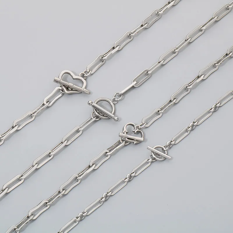 Minimalist Bracelet Personalized Heart Ot Clasp Curved Square Chain Women's Necklace Jewelry