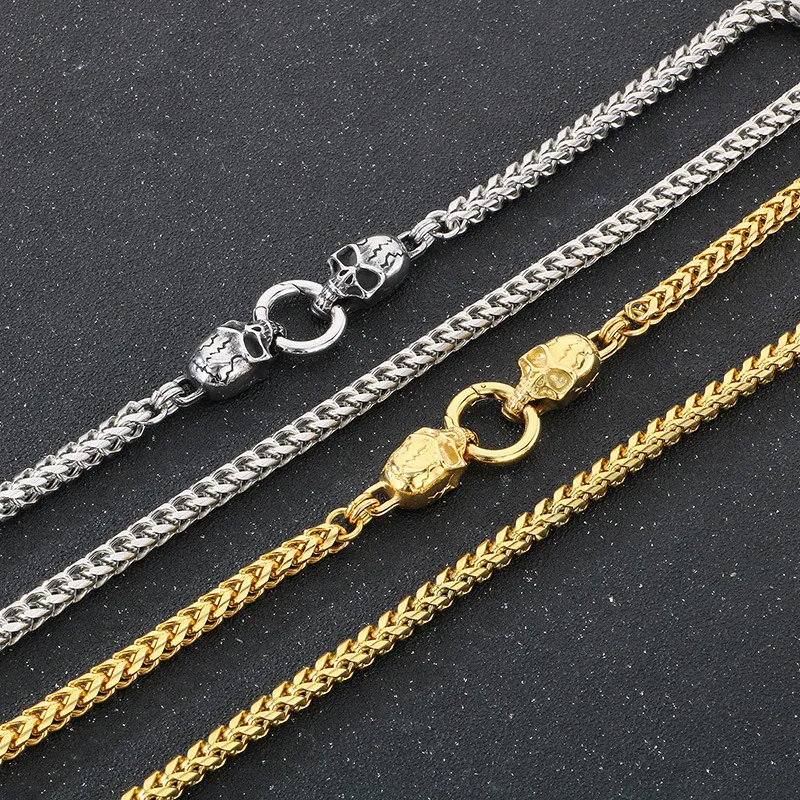 Stainless Steel Cast Dragon Head Snake Head Skull Lion Head Necklace Punk Style Jewelry