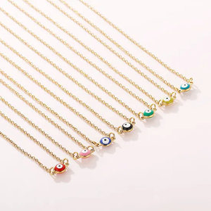 Small Blue Eye Necklace Lucky Stainless Steel Devil Eye Women's Necklace Wholesale