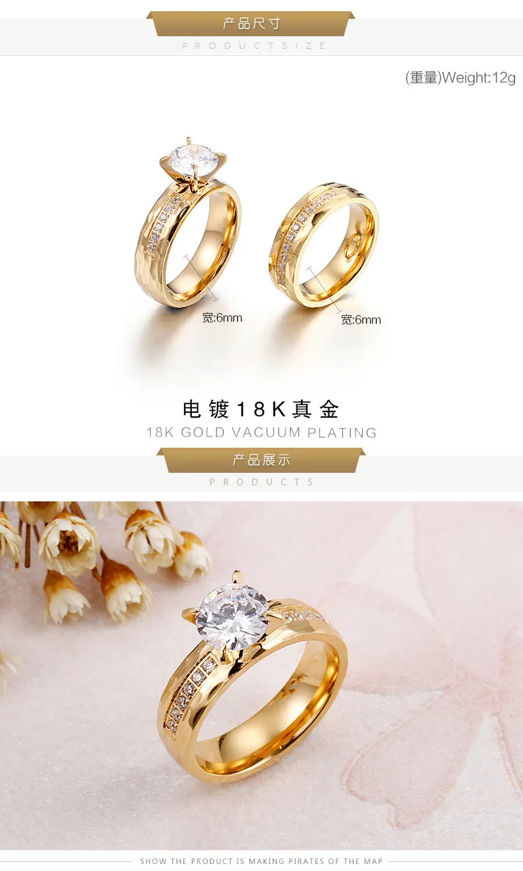 Couple's Micro-Pave Diamond Hammered Texture Zircon Wedding Stainless Steel Ring Wholesale Jewelry