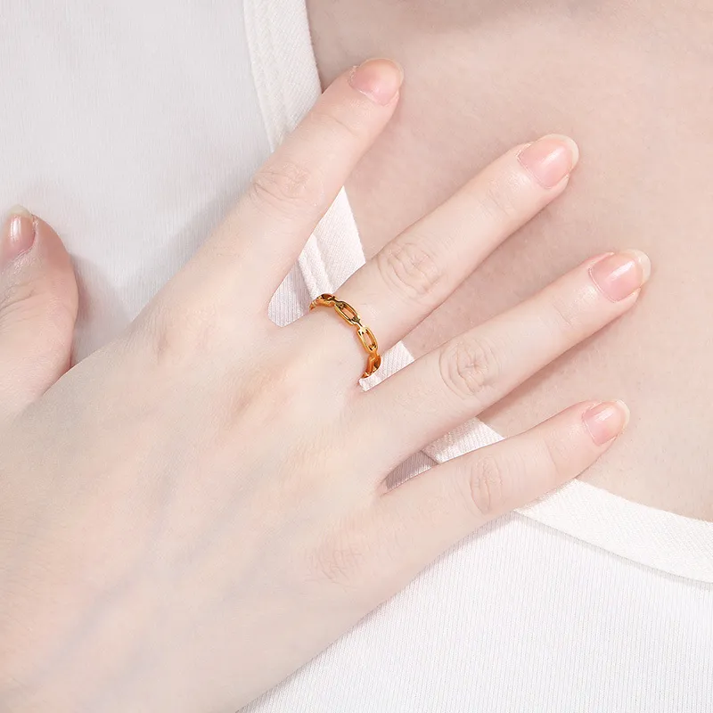 Unique Hollowed-out Square Stainless Steel Ring for Couples