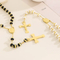 Wholesale European and American Style Trendy 8mm Stainless Steel 18K Gold Cross Necklace Jewelry