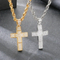 Trendy Fried Dough Twists Chain Hip Hop Full Diamond Double Cross Hollow Pendant Stainless Steel Men's Necklace