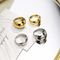 French-Style Trendy Gold Domed Geometric Stainless Steel Ring for Men and Women