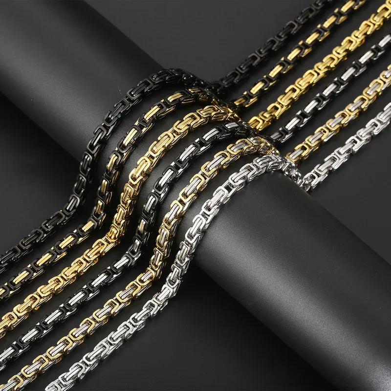 Fashion Bold Emperor Chain Men's Handmade Multi-Size Stainless Steel Link Necklace Jewelry